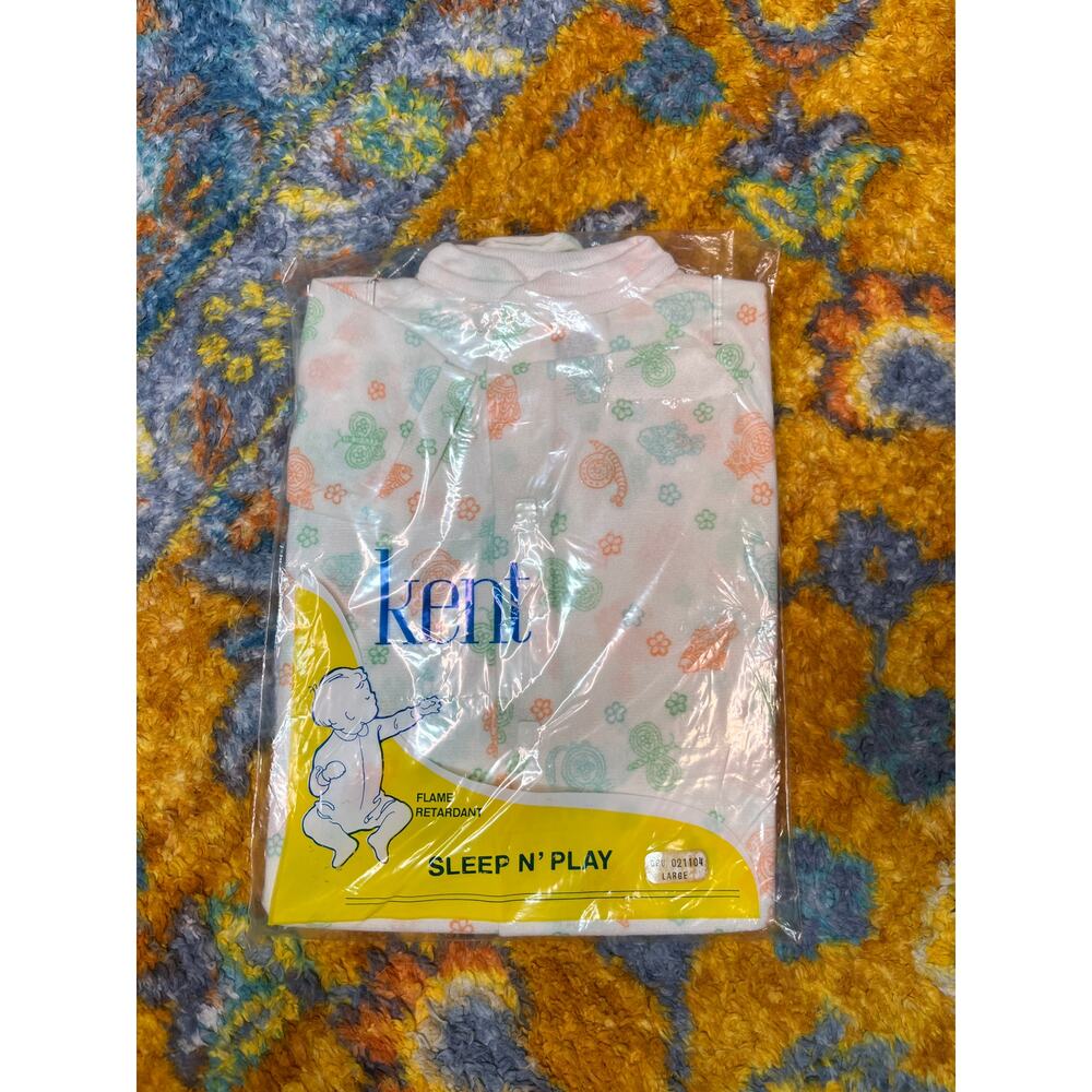 NWT Deadstock 1970s Kent Sleep N' Play Snail Cats Fish Footie Pajamas Sleeper L